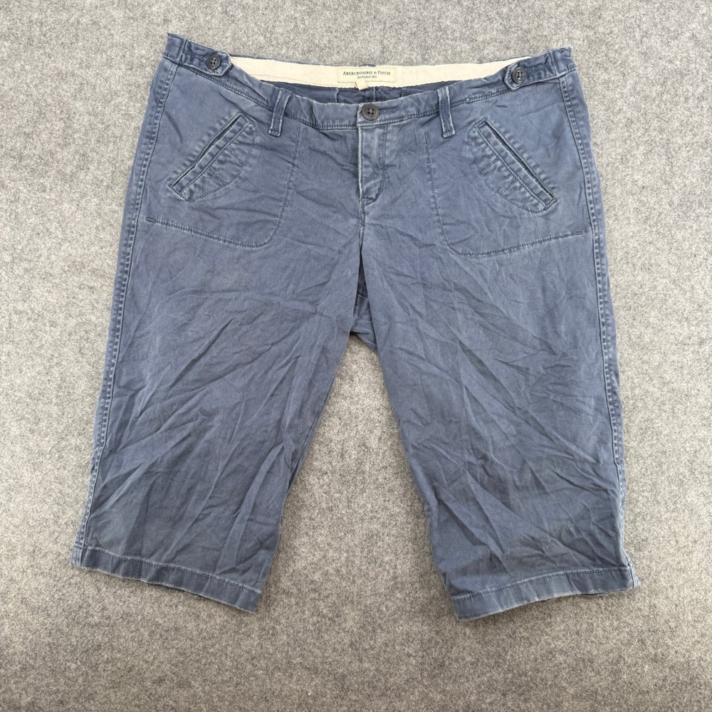 Y2K Abercrombie & Fitch Shorts Mens 8 Blue Cargo Utility Stretch Cotton Twill